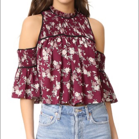 Cinq A Sept Cold Shoulder Floral Blouse